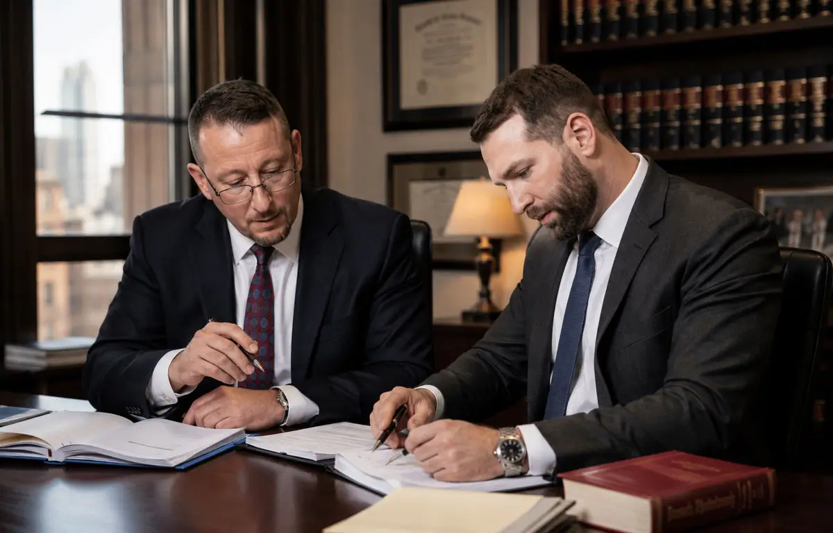 New York attorneys meeting with clients and preparing litigation strategy