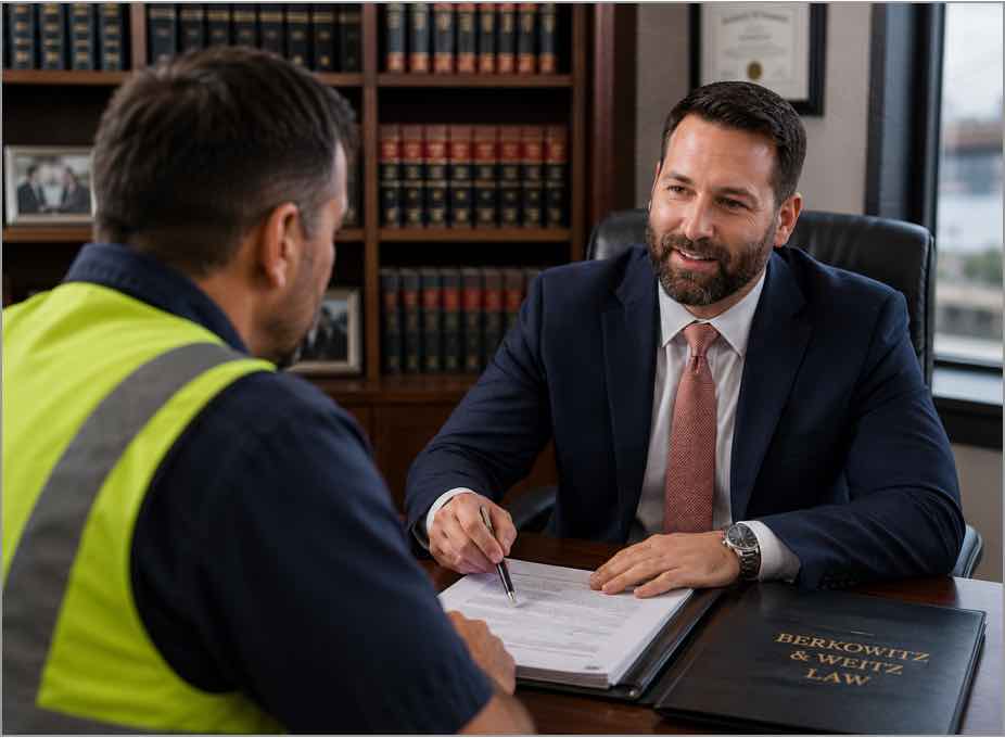 Brooklyn construction accident attorney reviewing injury case