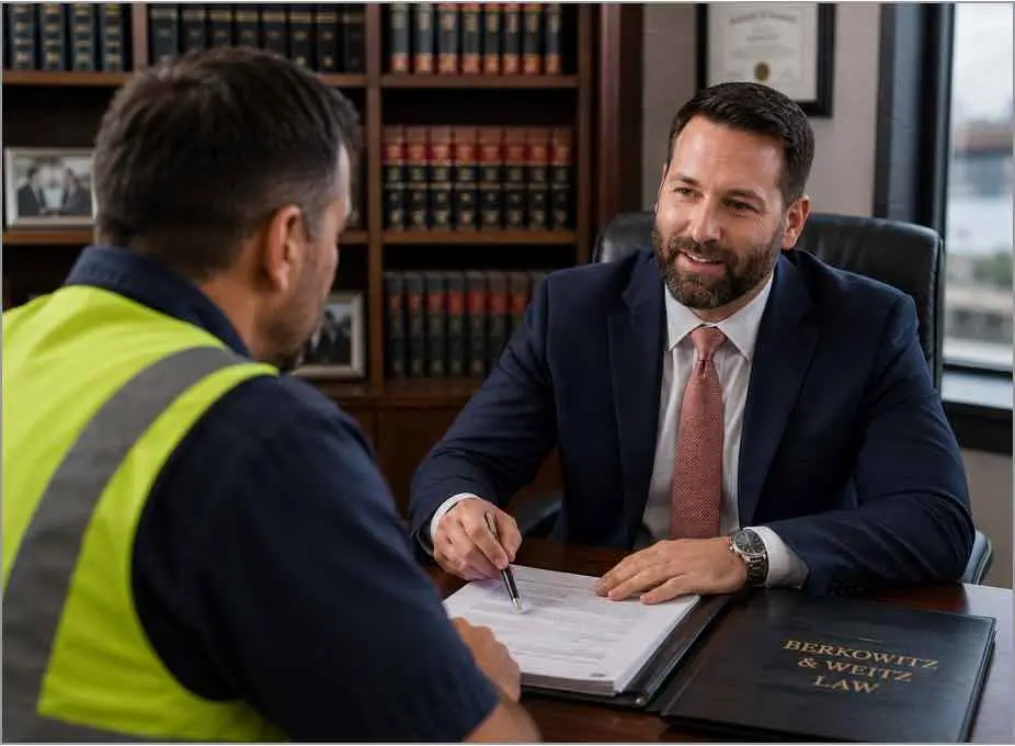 Queens construction injury lawyer reviewing damages and compensation