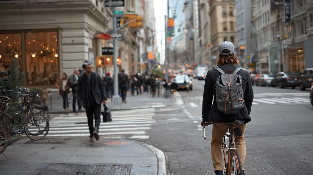 New York cyclist and pedestrian accident scene